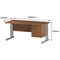 Trexus 1600mm Rectangular Desk, Silver Legs, 2 Drawer Pedestal, Walnut
