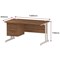 Trexus 1400mm Rectangular Desk, White Legs, 3 Drawer Pedestal, Walnut