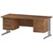 Trexus 1800mm Rectangular Desk, Silver Legs, 2 Pedestals, Walnut