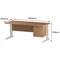 Trexus 1600mm Rectangular Desk, White Legs, 2 Drawer Pedestal, Oak