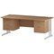 Trexus 1800mm Rectangular Desk, White Legs, 2 Pedestals, Oak