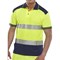 B-Seen Hi-Visibility Two Tone Polo Shirt, Polyester, Small, Yellow/ Navy Blue