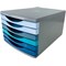 Deflecto Cool Breeze A4 Desktop Drawer Organiser 6 Drawers - 6 x 30mm Drawer Tower Unit Deep Blue and Aqua -