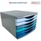 Deflecto Cool Breeze A4 Desktop Drawer Organiser 6 Drawers - 6 x 30mm Drawer Tower Unit Deep Blue and Aqua -