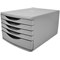 Deflecto A4 Desktop Drawer Organiser 5 Drawers - 1 x 60mm and 4 x 30mm Drawer Tower Unit Grey -