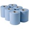 2Work 3-Ply Centrefeed Roll, 135m, Blue, Pack of 6