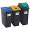 2Work Recycling Bins 65 Litre Assorted Pack of 3