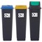 2Work Recycling Bins 90 Litre Assorted Pack of 3