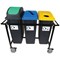 2Work Mobile Recycling Trolley with 3x65 Litre Bins