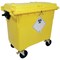 2Work Wheelie Bin Clinical Waste 660 Litre 4 Wheel Lock Yellow