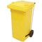2Work Wheelie Bin Refuse 120 Litre 2 Wheel Pedal Yellow