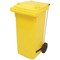 2Work Wheelie Bin Refuse 80 Litre 2 Wheel Pedal Yellow