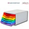 Deflecto 180mm Drawer Tower Unit 6 x 30mm Rainbow Colours -