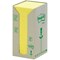 Post-it Note Recycled Tower Pack, 76x76mm, Pastel Yellow, Pack of 16