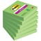 Post-it Super Sticky Notes, 76 x 76mm, Green, Pack of 6 x 90 Notes