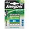 Energizer Advanced Rechargeable Battery, NiMH Capacity 700mAh LR03, 1.2V, AAA, Pack of 4
