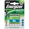 Energizer Advanced Rechargeable Battery, NiMH Capacity 700mAh LR03, 1.2V, AAA, Pack of 4
