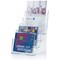 Literature Display Holder, Multi-Tier for Wall or Desktop, 4 x A5 Pockets, Clear