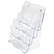 Literature Display Holder, Multi-Tier for Wall or Desktop, 4 x A4 Pockets, Clear