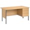 Trexus Basics Desk Rectangular with 3 Drawer Filing Pedestal Graphite Legs 1500mm W1500xD800xH725 Oak