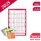 Sasco 2025 Compact Year Wall Planner 610W x 405mmH Portrait With Wet Wipe Pen & Sticker Pack Unmounted -