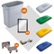Durable Durabin Simpler Recycling Bin Bundle - Includes 4x Grey Bins, 4x Coloured Lids, 4x A5 Duraframe, 4x Trolleys & 1x Roll of Free Liners