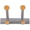 Alba Wall Coat Hook 2 Double Pegs Silver Grey/Light Wood -