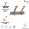 Alba Wall Coat Hook 2 Double Pegs Silver Grey/Light Wood -