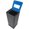 Alba Recycling Bin 50L Steel For Paper Black With Blue Oblong Hole Lid H73xW31xD31cm -
