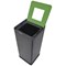 Alba Recycling Bin 50L Steel Black With Green Square Hole Lid H73xW31xD31cm -
