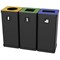 Alba Recycling Bin 50L Steel Black With Green Square Hole Lid H73xW31xD31cm -