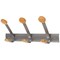 Alba Wall Coat Hooks 3 Double Pegs Silver Grey Steel/Light Wood L46xW18x12cm -