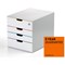 Durable Varicolor Mix Safe 4 Drawer Set, Lockable Top Drawer, White & Assorted Coloured Drawers