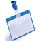 Durable Clip Name Tag ID Badge Card Holders + Inserts, 54x90mm, Blue, Pack of 25