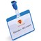 Durable Clip Name Tag ID Badge Card Holders + Inserts, 54x90mm, Blue, Pack of 25