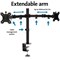 Kensington Smartfit Ergo Deskclamped Dual Monitor Arm with Extension, Adjustable Height, Black