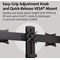 Kensington Smartfit Space Saving Deskclamped Dual Monitor Arm, Adjustable Height, Black