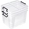 Strata Smart Box, 40 Litre, Clip-on Folding Lid, Carry Handles, Clear