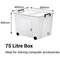 Strata Smart Box, 75 Litre, Clip-on Folding Lid, Carry Handles, Clear