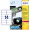 Avery L7063-20 Heavy Duty Laser Labels, 14 per Sheet, 99.1x38.1mm, White, 280 Labels