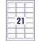 Avery L7060-20 Heavy Duty Laser Labels, 21 per Sheet, 63.5x38.1mm, White, 420 Labels