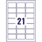 Avery J8160-25 Inkjet Labels, 21 Per Sheet, 63.5x38.1mm, White, 525 Labels Avery J8160-25 Inkjet Labels, 21 Per Sheet, 63.5x38.1mm, White, 525 Labels