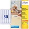 Avery L4732REV-25 Laser Labels, 80 Per Sheet, 35.6x16.9mm, White, 2000 Labels