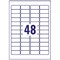 Avery L4736REV-25 Removable Laser Labels, 48 per Sheet, 45.7x21.2mm, White, 1200 Labels