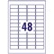 Avery L4736REV-25 Removable Laser Labels, 48 per Sheet, 45.7x21.2mm, White, 1200 Labels