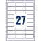 Avery L4737REV-25 Removable Laser Labels, 27 per Sheet, 63.5x29.6mm, White, 675 Labels Avery L4737REV-25 Removable Laser Labels, 27 per Sheet, 63.5x29.6mm, White, 675 Labels
