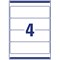 Avery L7171-100 Laser Filing Labels for Lever Arch file, 4 per Sheet, 200x60mm, 400 Labels