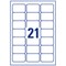 Avery J8560-25 Inkjet Labels, 21 Per Sheet, 63.5x38.1mm, Clear, 525 Labels