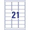 Avery LR7160-100 Recycled Laser Labels, 21 Per Sheet, 63.5x38.1mm, White, 2100 Labels
