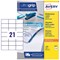 Avery White Multifunctional Labels, 21 per Sheet, 70x42.3mm, White, 3652, 2100 Labels